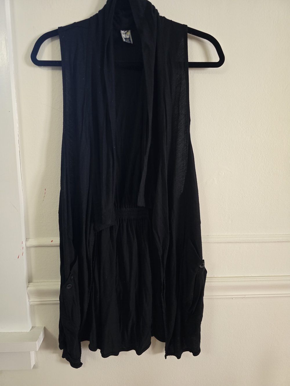 Free People Black Sleeveless Draped Vest
